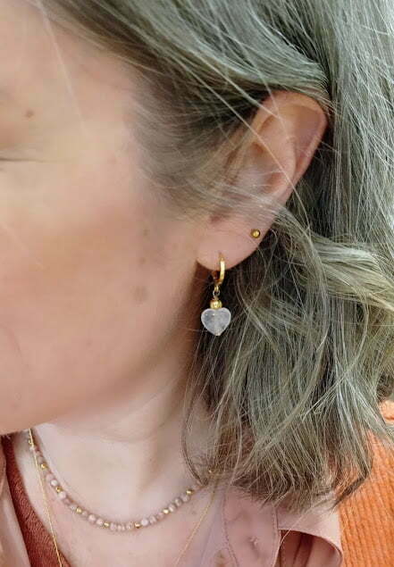 boucles d'oreilles en coeur et laiton doré