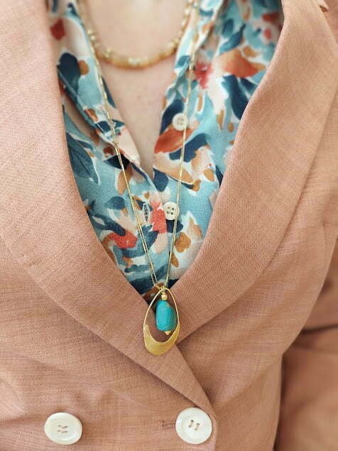 collier en laiton doré et turquoise, collection origine, pour femme