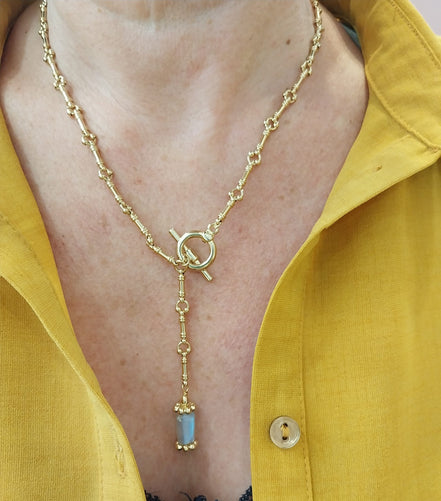 collier doré pendentif en pierre naturellelabradorite