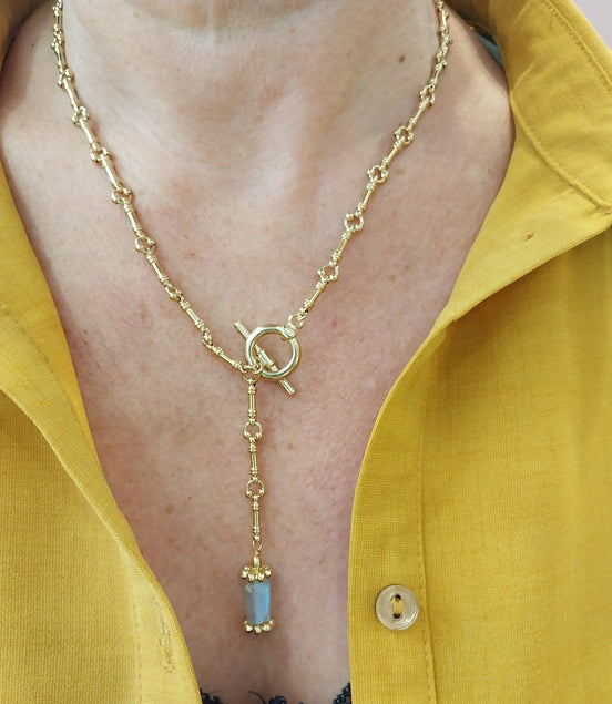 collier doré pendentif en pierre naturellelabradorite