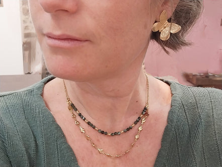 collier amoureuse chaine coeur et tourmaline idée cadeau fiancée ou maman
