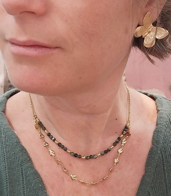 collier amoureuse chaine coeur et tourmaline idée cadeau fiancée ou maman