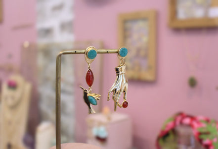 Idée cadeau Boucles d'oreilles asymétriques féminine