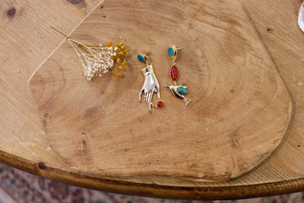 Idée cadeau bijou Boucles d'oreilles asymétriques féminine oiseau