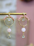 Idée cadeau bijou femme Boucles d'oreilles dorées longues labradorite