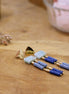 Boucles d'oreilles en laiton doré or fin 24 carats pierre de lave et pierre naturelle amazonite