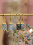 Boucles d'oreilles pendantes dorées en larimar
