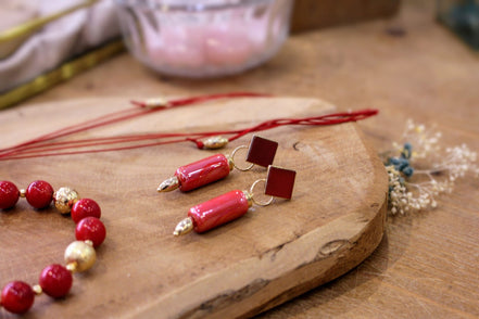 Boucles d'oreilles TERRE VIVE rouge