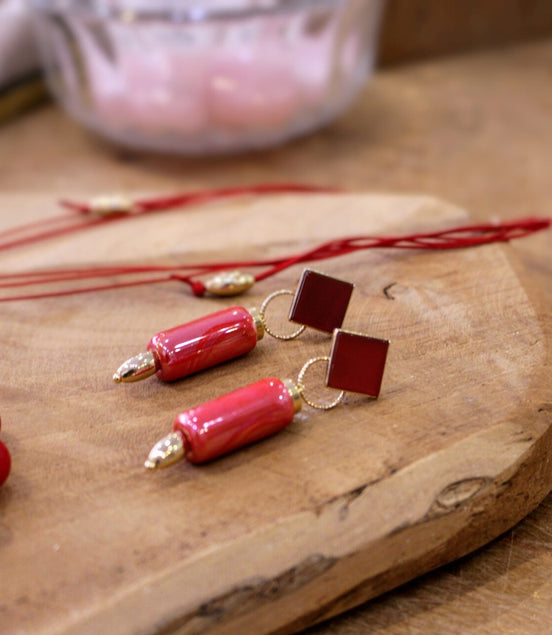 Boucles d'oreilles TERRE VIVE rouge