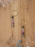 Bijou femme boucles d'oreilles dorées pendantes tourmaline