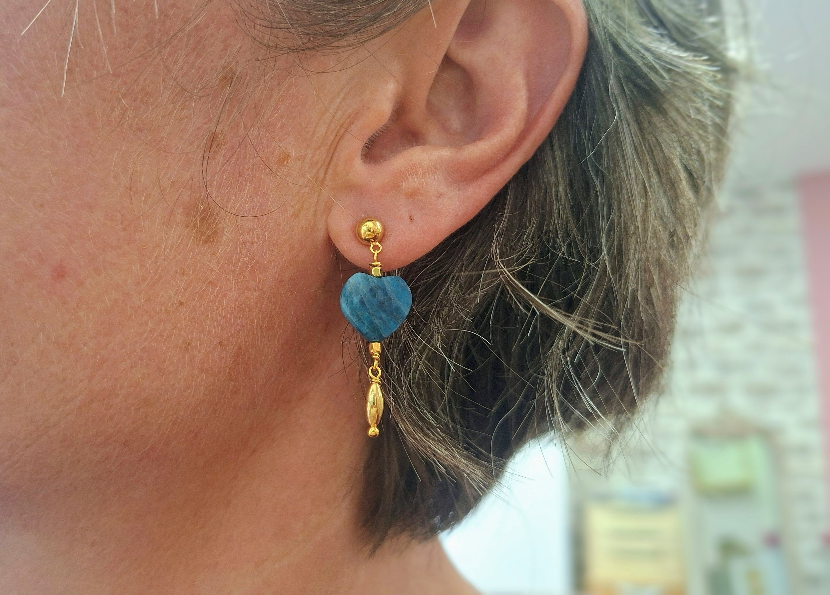 Boucles d'oreilles INFINI doré - apatite