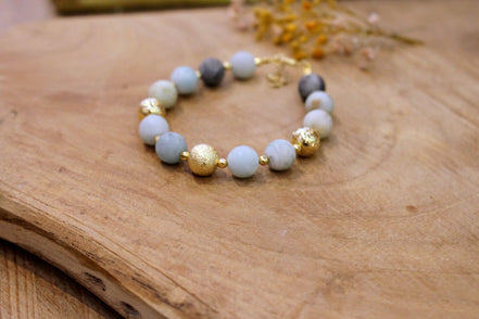 Idée cadeau bijou doré femme Bracelet amazonite dépolie