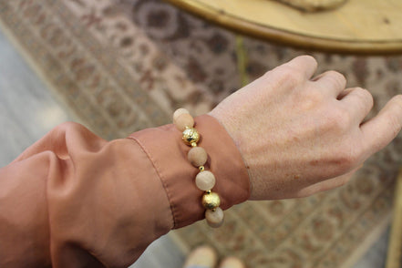 Idée cadeau bijou femme doré Bracelet aventurine rose dépolie