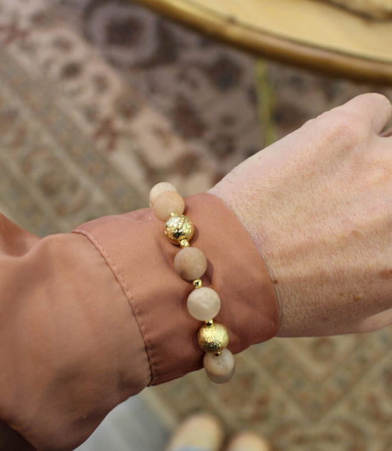 Idée cadeau bijou femme doré Bracelet aventurine rose dépolie