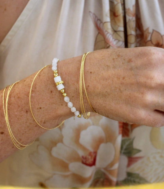 Bijou femme Bracelet doré femme pierre de lune et cristal de roche