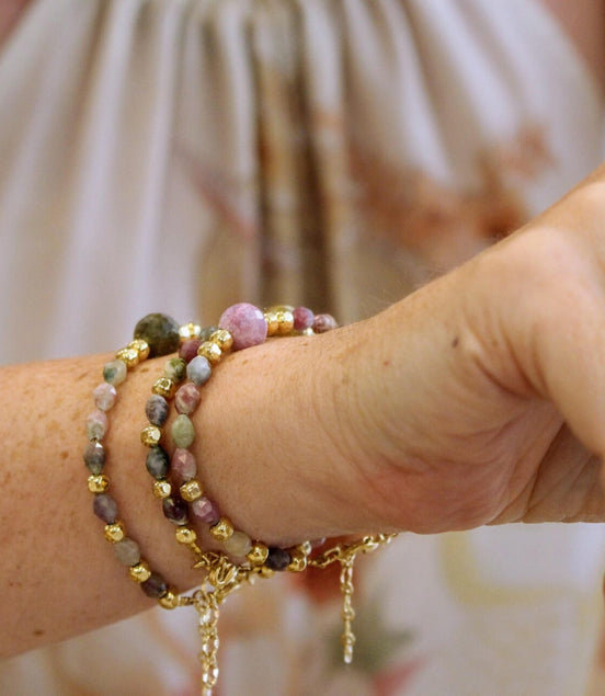 bijou femme Bracelet doré femme saphir et tourmaline