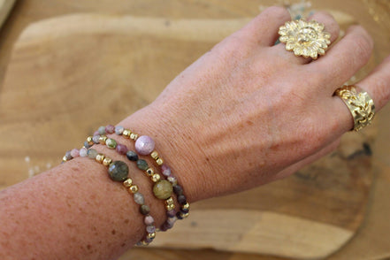 Bijou femme Bracelet doré femme tourmaline et saphir