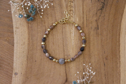 bijou femme Bracelet doré pierre de lune pêche