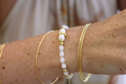 Bijou femme Bracelet femme doré pierre de lune et cristal de roche