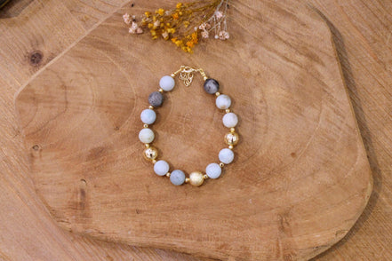 Idée cadeau bijou doré femme Bracelet perles amazonite dépolie