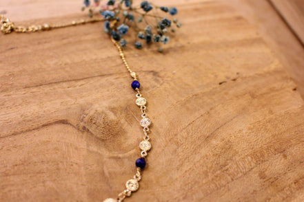 Idée cadeau bijou femme Collier doré femme pierre naturelle lapis lazuli