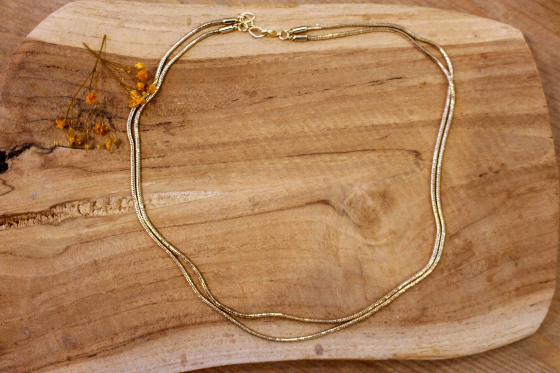 Collier double rang doré chaîne serpent