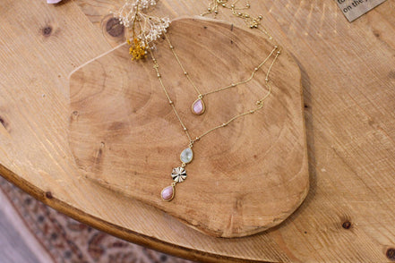 Idée cadeau bijou femme Collier double rang doré rose