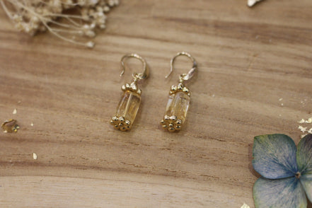 boucles d'oreilles magic en laiton doré et citrine naturelle
