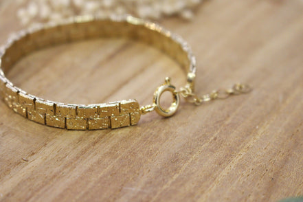 bracelet empreinte en laiton doré à l'or 24 carats