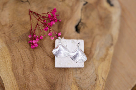 boucles d'oreilles coquillages palourdes argenté
