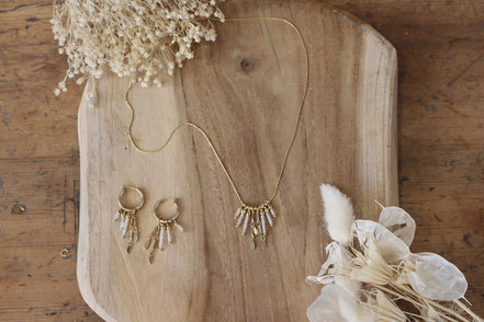 Collier FLOW pluie de quartz rose