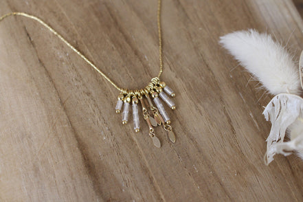 Collier FLOW pluie de quartz rose