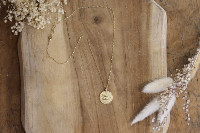 collier signe astrologique en laiton doré à l'or 24 carats, bijou pour femme