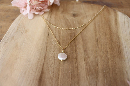 double rang pour collier de mariée, en laiton doré et perle d'eau douce