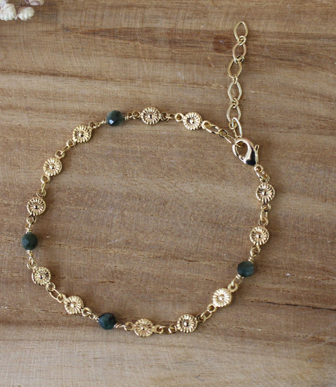bracelet pour femme en laiton doré à l'or 24 carats et ornés de perles en séraphanite