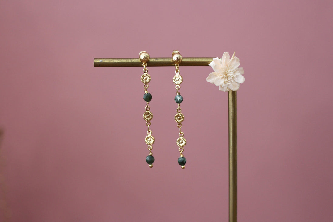 boucles d'oreilles en laiton doré à l'or 24 carats, bijou pour femme