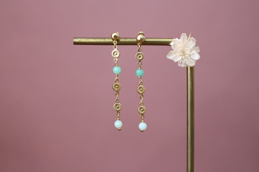 boucles d'oreilles en laiton doré à l'or 24 carats, boucles d'oreilles pour femme