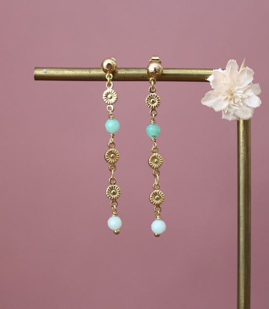 boucles d'oreilles en laiton doré à l'or 24 carats, boucles d'oreilles pour femme