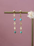 boucles d'oreilles pour femme en laiton doré à l'or 24 carats et perles en turquoise