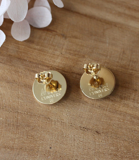 boucles d'oreilles en laiton plaqué or, 3 microns, bijou pour femme fait en France