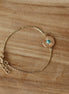 bracelet pour femme en laiton plaqué or et médaille avec une pierre de turquoise du Pérou