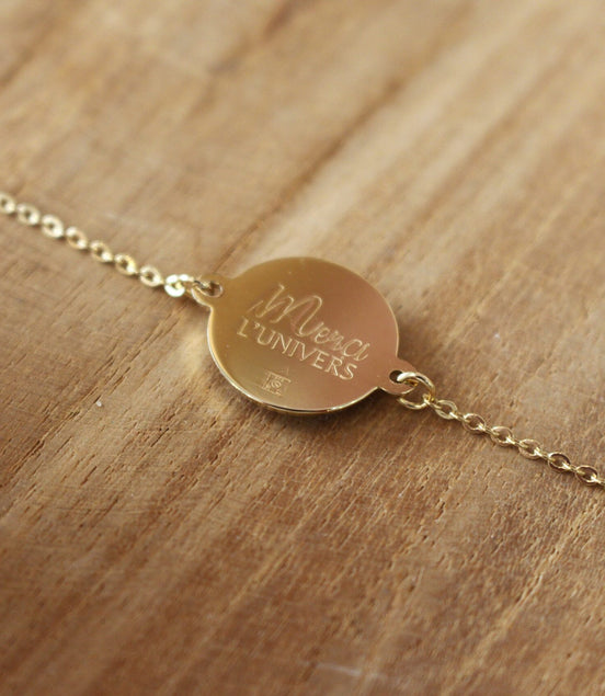 Médaille de bracelet pour femme, en laiton plaqué or 3 microns