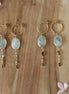 boucles d'oreilles pour femme en laiton doré et pendentif en phrénite et tourmaline.