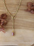 collier dorée pierres naturelles rose bijou femme