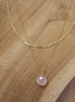 collier double rang pendentif quartz rose