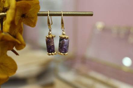 Boucles d'oreilles MAGIC charoïte