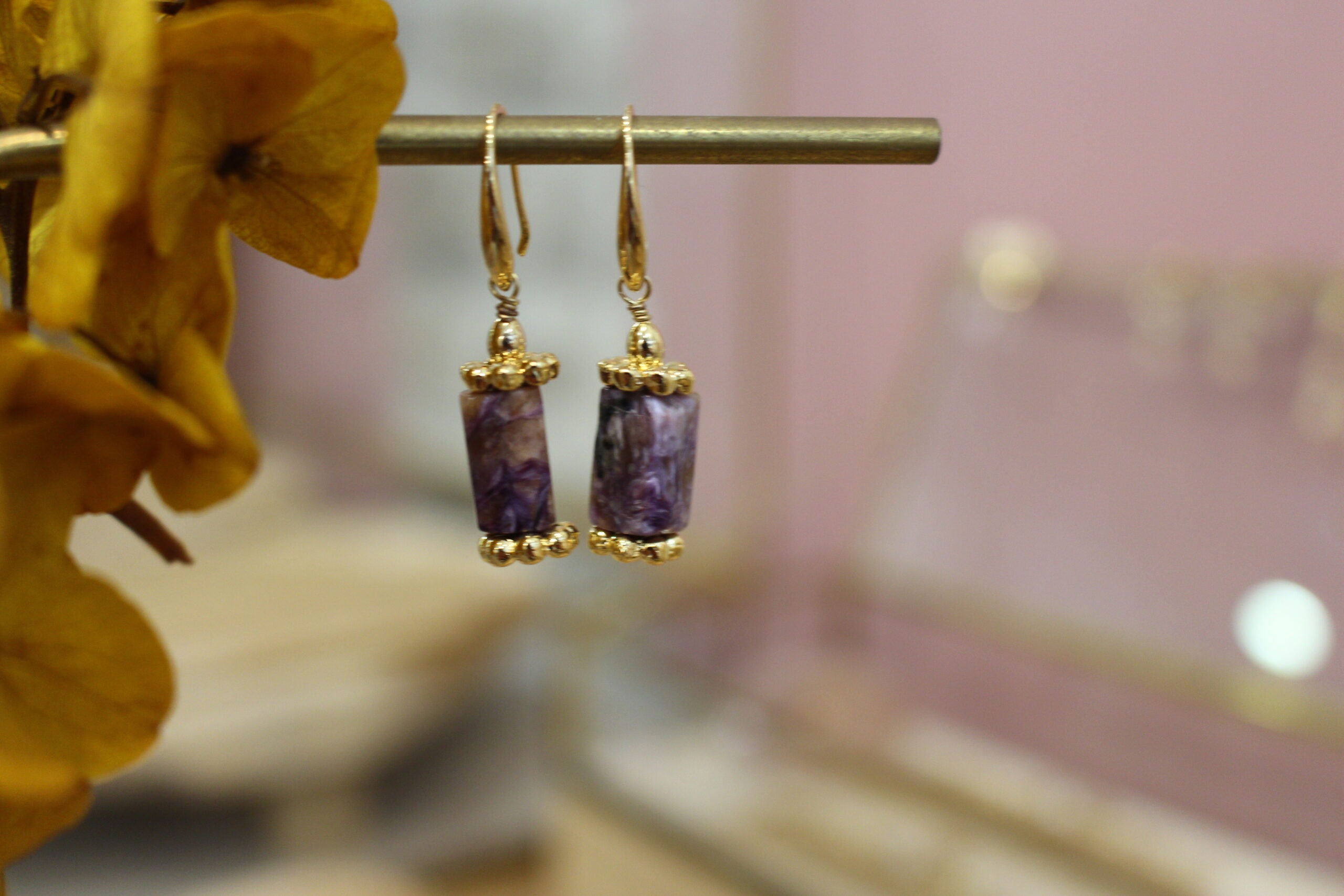 Boucles d'oreilles MAGIC charoïte