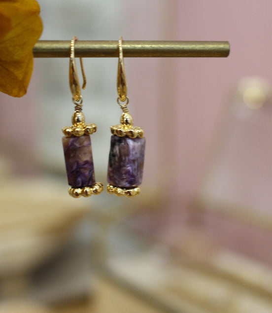 Boucles d'oreilles MAGIC charoïte