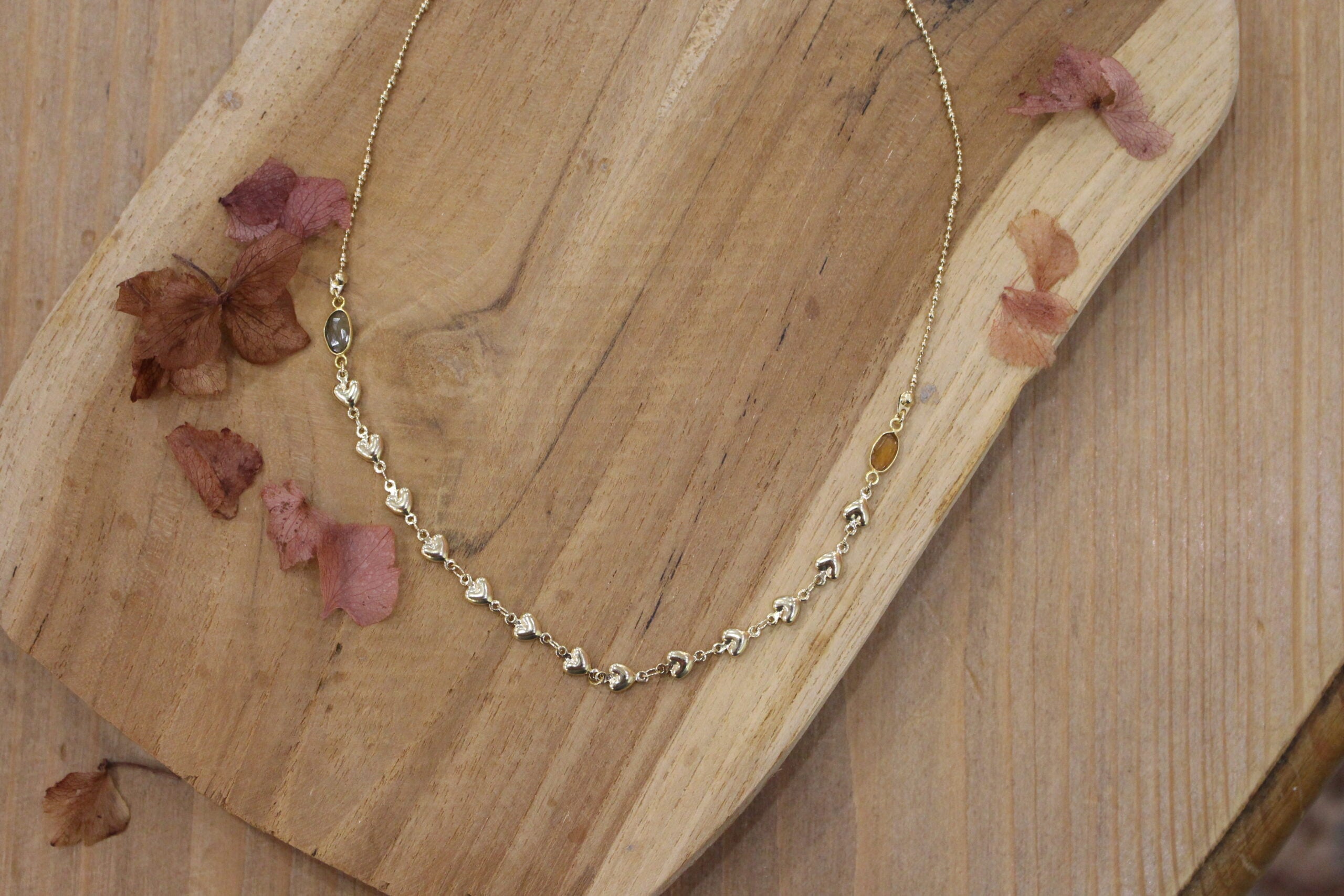 collier amoureuse chaine coeur et tourmalines
