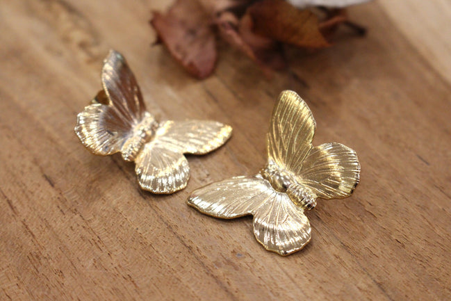 boucles d'oreilles puces papillons dorés